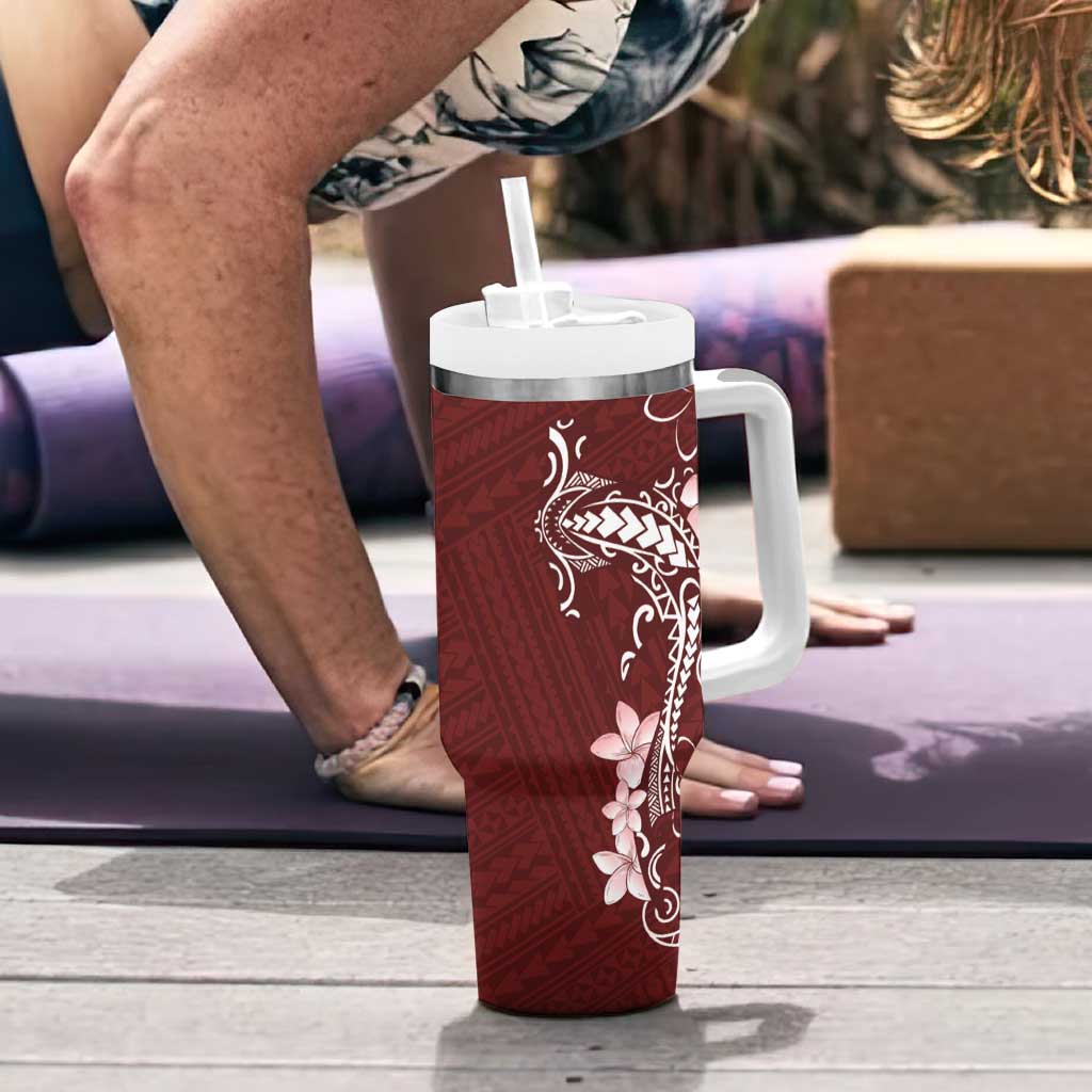 Oxblood Hawaii Tumbler With Handle Hammerhead Shark Tattoo Curve Polynesian - Polynesian Pride