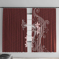 Oxblood Hawaii Window Curtain Hammerhead Shark Tattoo Curve Polynesian - Polynesian Pride