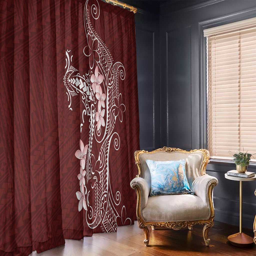 Oxblood Hawaii Window Curtain Hammerhead Shark Tattoo Curve Polynesian - Polynesian Pride