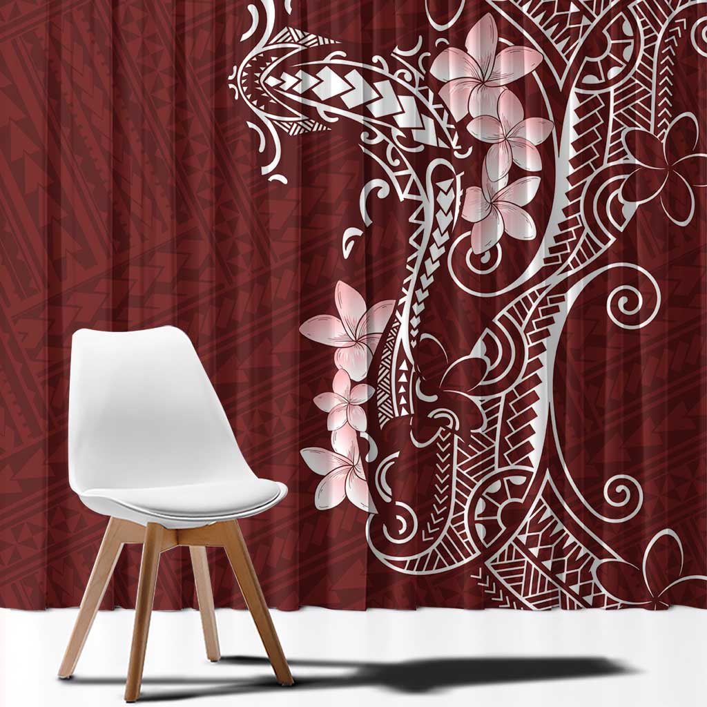 Oxblood Hawaii Window Curtain Hammerhead Shark Tattoo Curve Polynesian - Polynesian Pride