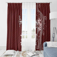 Oxblood Hawaii Window Curtain Hammerhead Shark Tattoo Curve Polynesian - Polynesian Pride