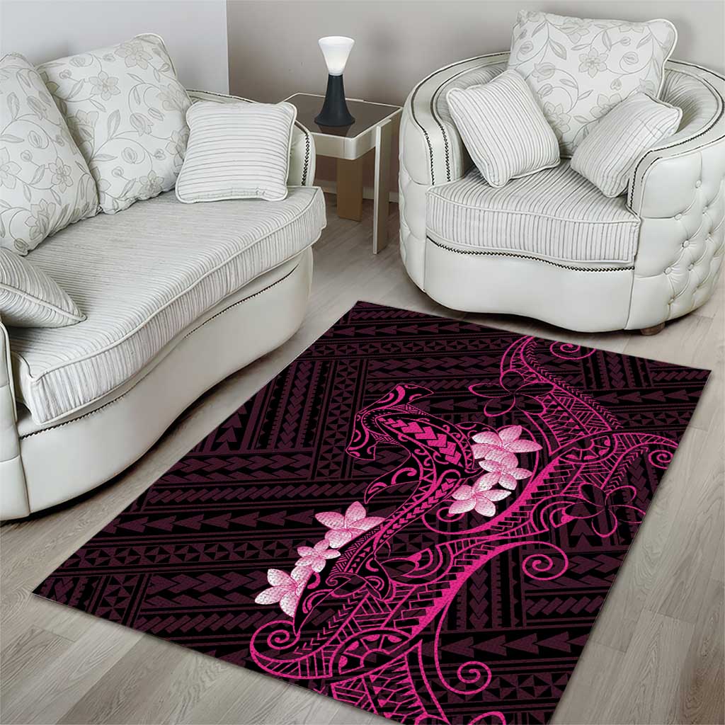 Pink Hawaii Area Rug Hammerhead Shark Tattoo Curve Polynesian - Polynesian Pride