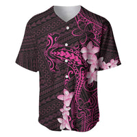 Pink Hawaii Baseball Jersey Hammerhead Shark Tattoo Curve Polynesian - Polynesian Pride