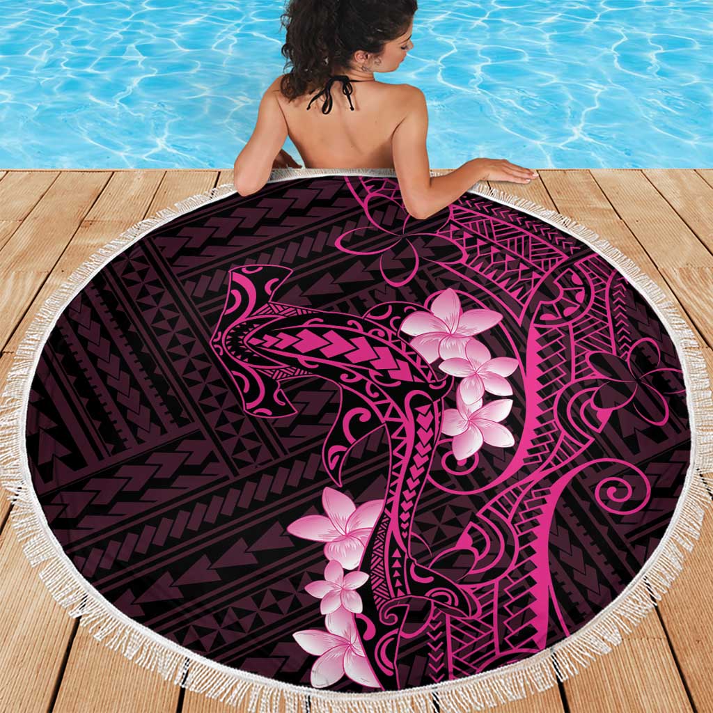 Pink Hawaii Beach Blanket Hammerhead Shark Tattoo Curve Polynesian - Polynesian Pride