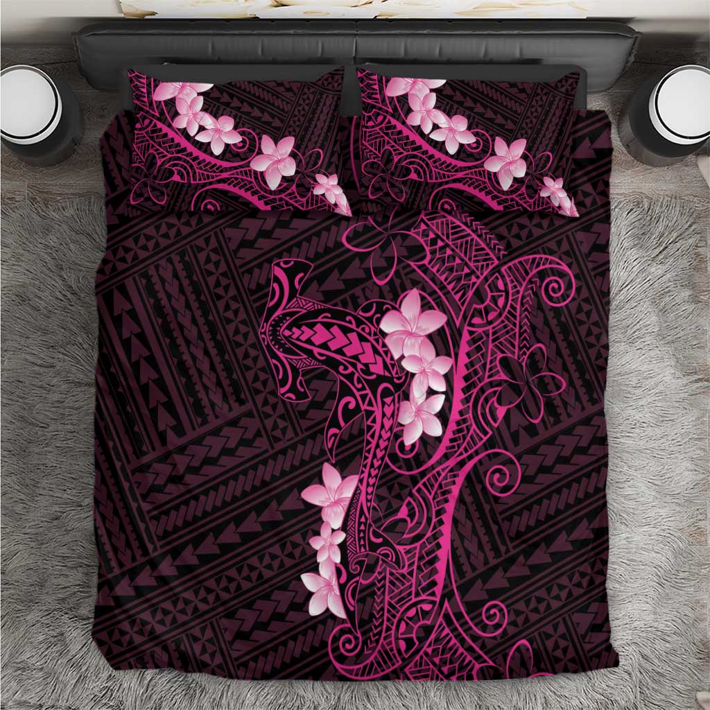Pink Hawaii Bedding Set Hammerhead Shark Tattoo Curve Polynesian - Polynesian Pride
