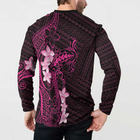 Pink Hawaii Button Sweatshirt Hammerhead Shark Tattoo Curve Polynesian - Polynesian Pride