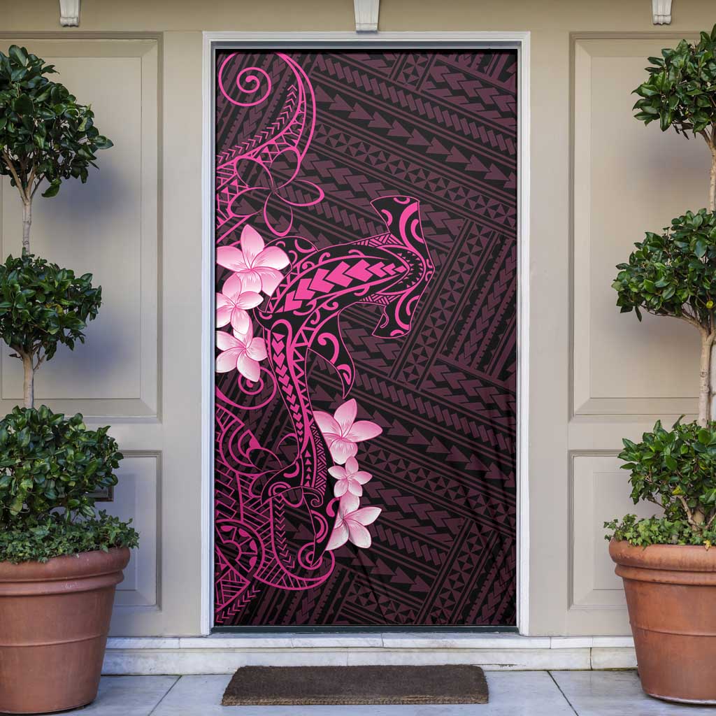 Pink Hawaii Door Cover Hammerhead Shark Tattoo Curve Polynesian - Polynesian Pride