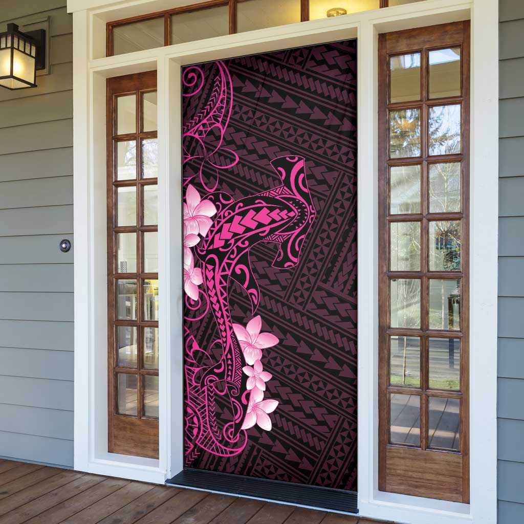Pink Hawaii Door Cover Hammerhead Shark Tattoo Curve Polynesian - Polynesian Pride