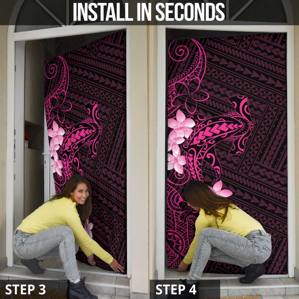 Pink Hawaii Door Cover Hammerhead Shark Tattoo Curve Polynesian - Polynesian Pride