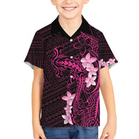 Pink Hawaii Family Matching Off Shoulder Short Dress and Hawaiian Shirt Hammerhead Shark Tattoo Curve Polynesian - Polynesian Pride