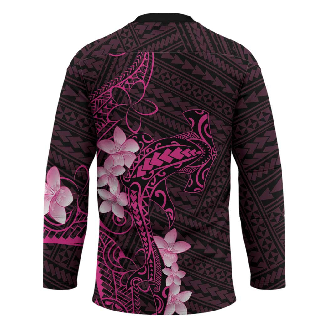 Pink Hawaii Hockey Jersey Hammerhead Shark Tattoo Curve Polynesian - Polynesian Pride