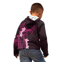 Pink Hawaii Kid Hoodie Hammerhead Shark Tattoo Curve Polynesian - Polynesian Pride