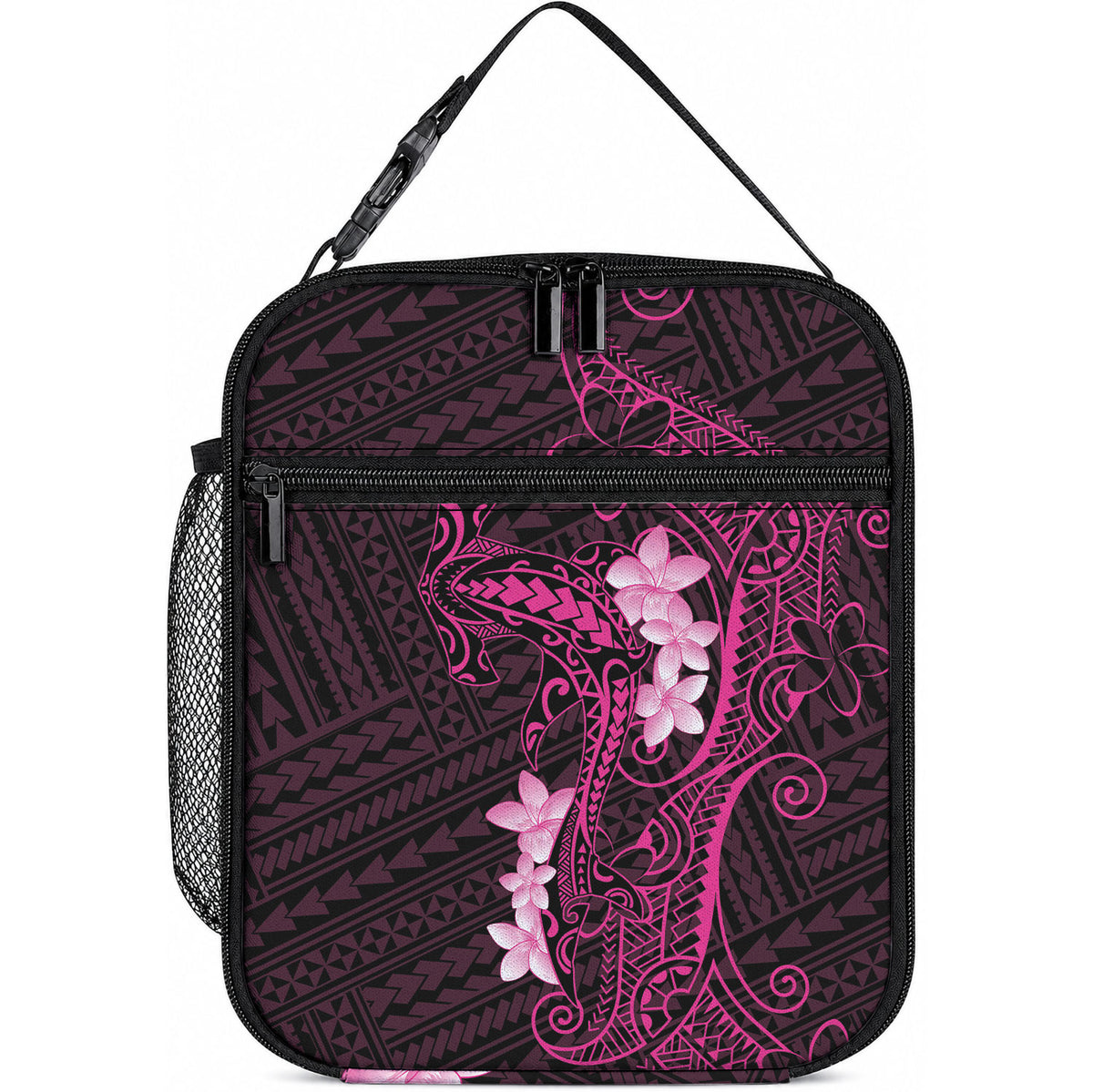 Pink Hawaii Lunch Bag Hammerhead Shark Tattoo Curve Polynesian