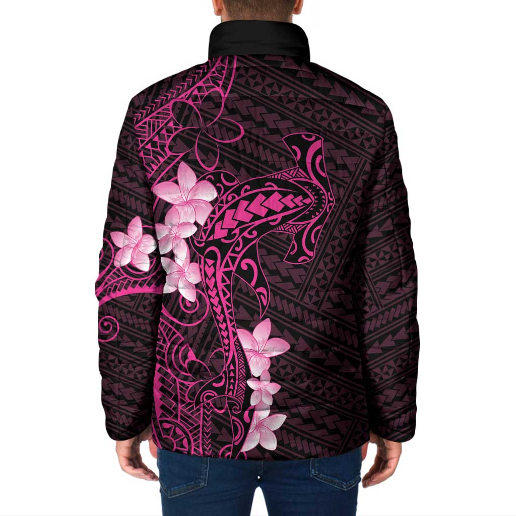 Pink Hawaii Padded Jacket Hammerhead Shark Tattoo Curve Polynesian - Polynesian Pride