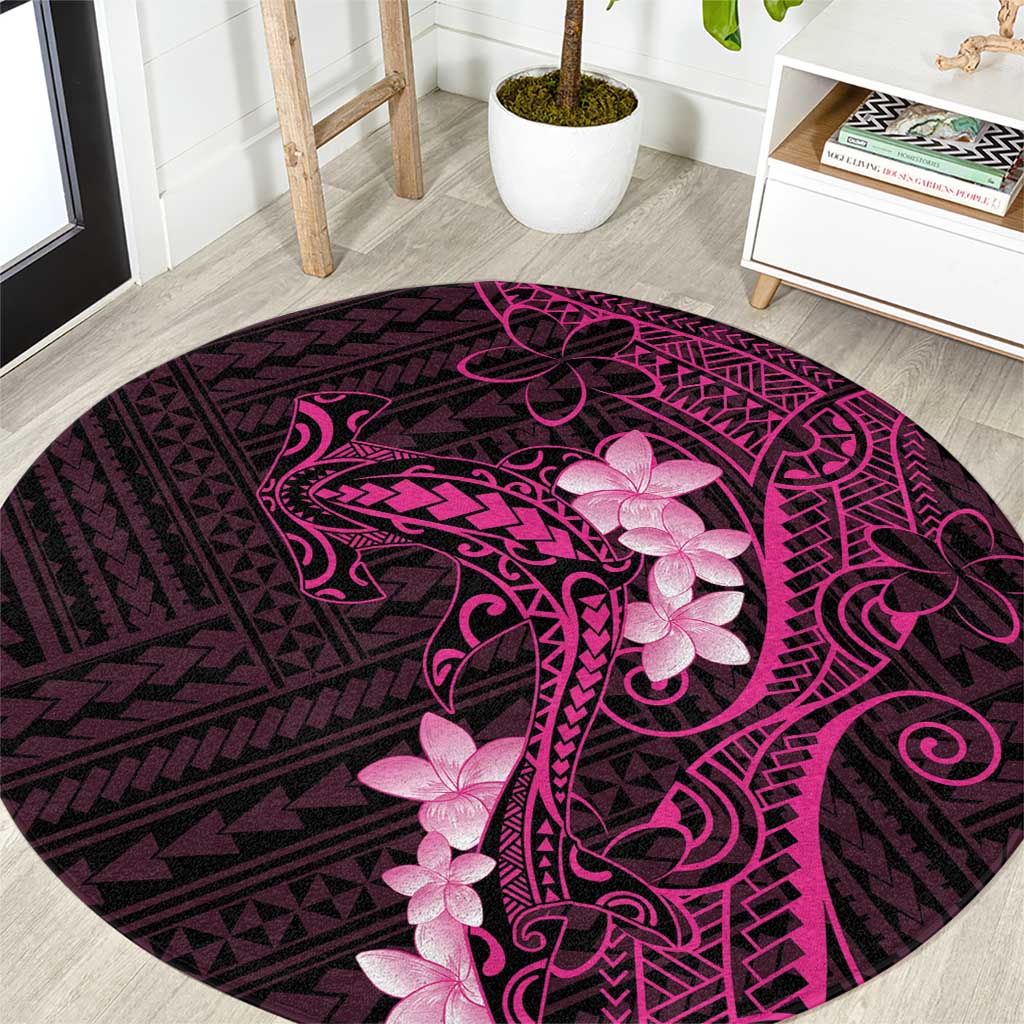 Pink Hawaii Round Carpet Hammerhead Shark Tattoo Curve Polynesian - Polynesian Pride