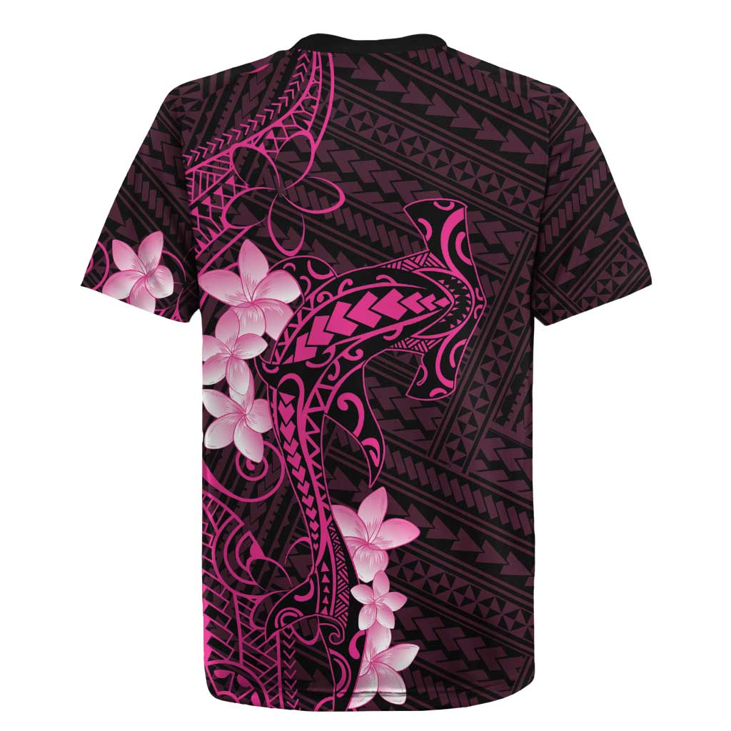 Pink Hawaii Rugby Jersey Hammerhead Shark Tattoo Curve Polynesian - Polynesian Pride