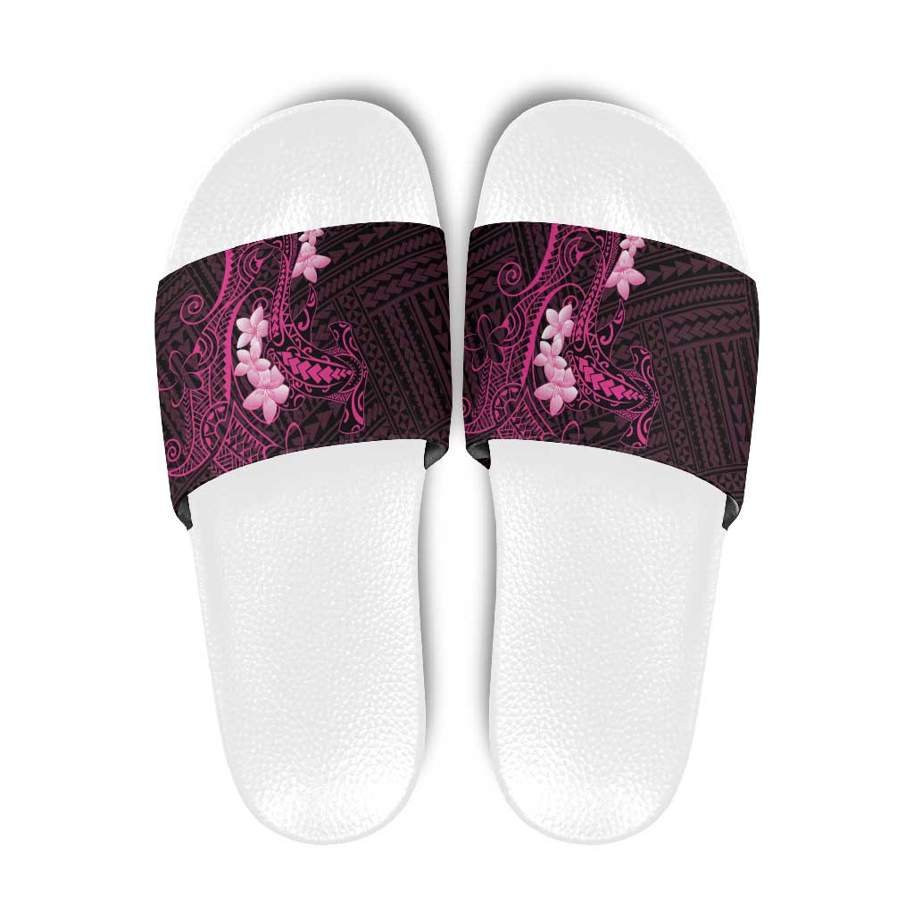Pink Hawaii Slide Sandals Hammerhead Shark Tattoo Curve Polynesian - Polynesian Pride
