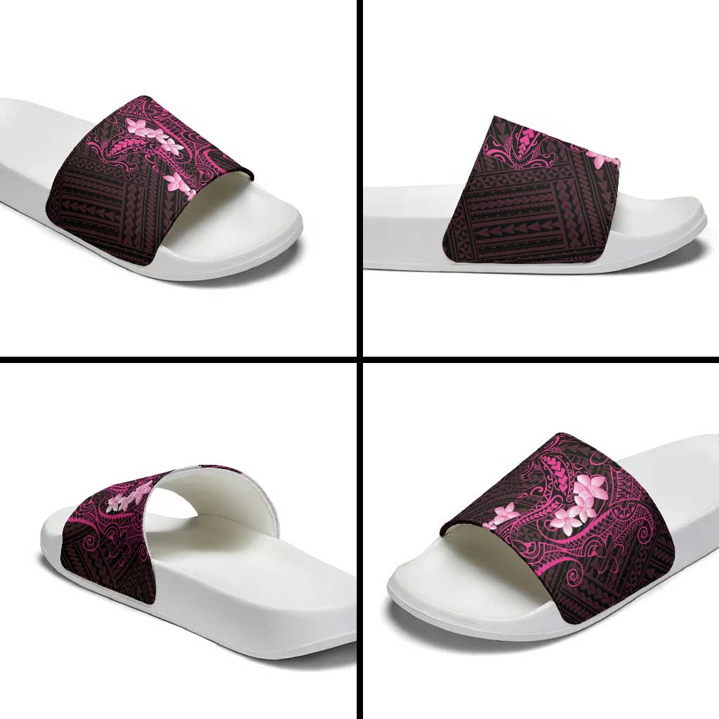 Pink Hawaii Slide Sandals Hammerhead Shark Tattoo Curve Polynesian - Polynesian Pride