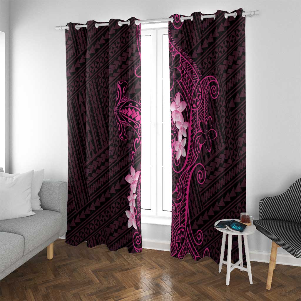 Pink Hawaii Window Curtain Hammerhead Shark Tattoo Curve Polynesian - Polynesian Pride