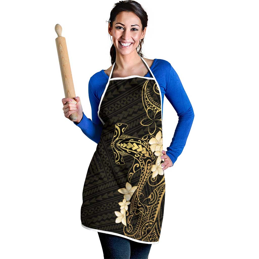 Black and Gold Hawaii Apron Hammerhead Shark Tattoo Curve Polynesian - Polynesian Pride