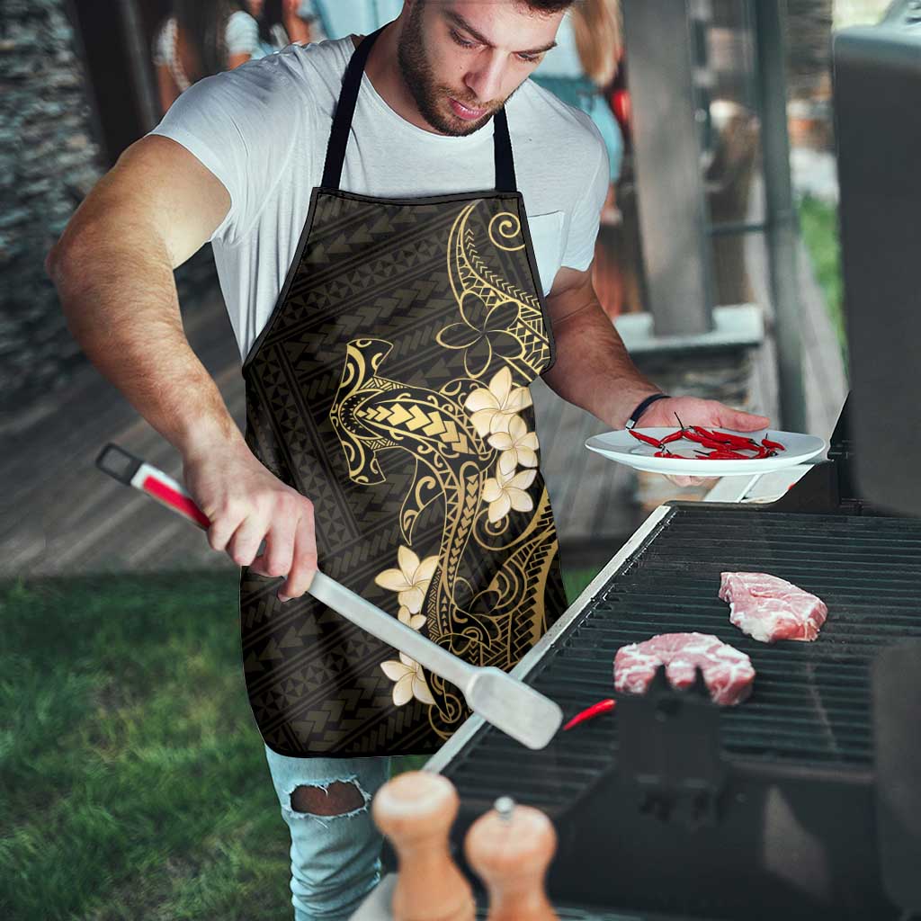 Black and Gold Hawaii Apron Hammerhead Shark Tattoo Curve Polynesian - Polynesian Pride