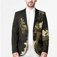 Black and Gold Hawaii Blazer Hammerhead Shark Tattoo Curve Polynesian - Polynesian Pride