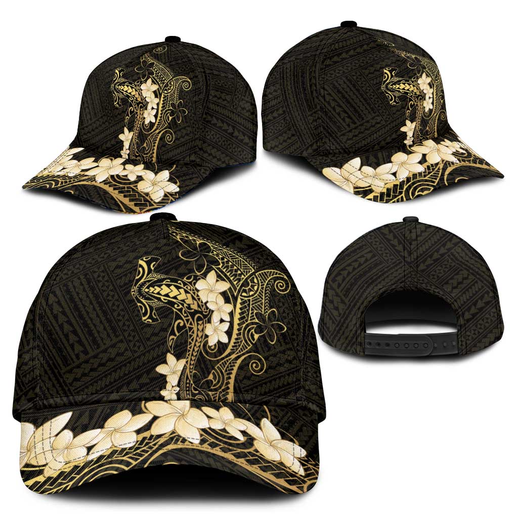 Black and Gold Hawaii Classic Cap Hammerhead Shark Tattoo Curve Polynesian - Polynesian Pride
