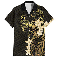 Black and Gold Hawaii Family Matching Long Sleeve Bodycon Dress and Hawaiian Shirt Hammerhead Shark Tattoo Curve Polynesian - Polynesian Pride