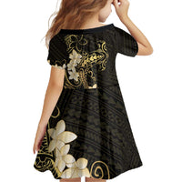 Black and Gold Hawaii Family Matching Off Shoulder Maxi Dress and Hawaiian Shirt Hammerhead Shark Tattoo Curve Polynesian - Polynesian Pride