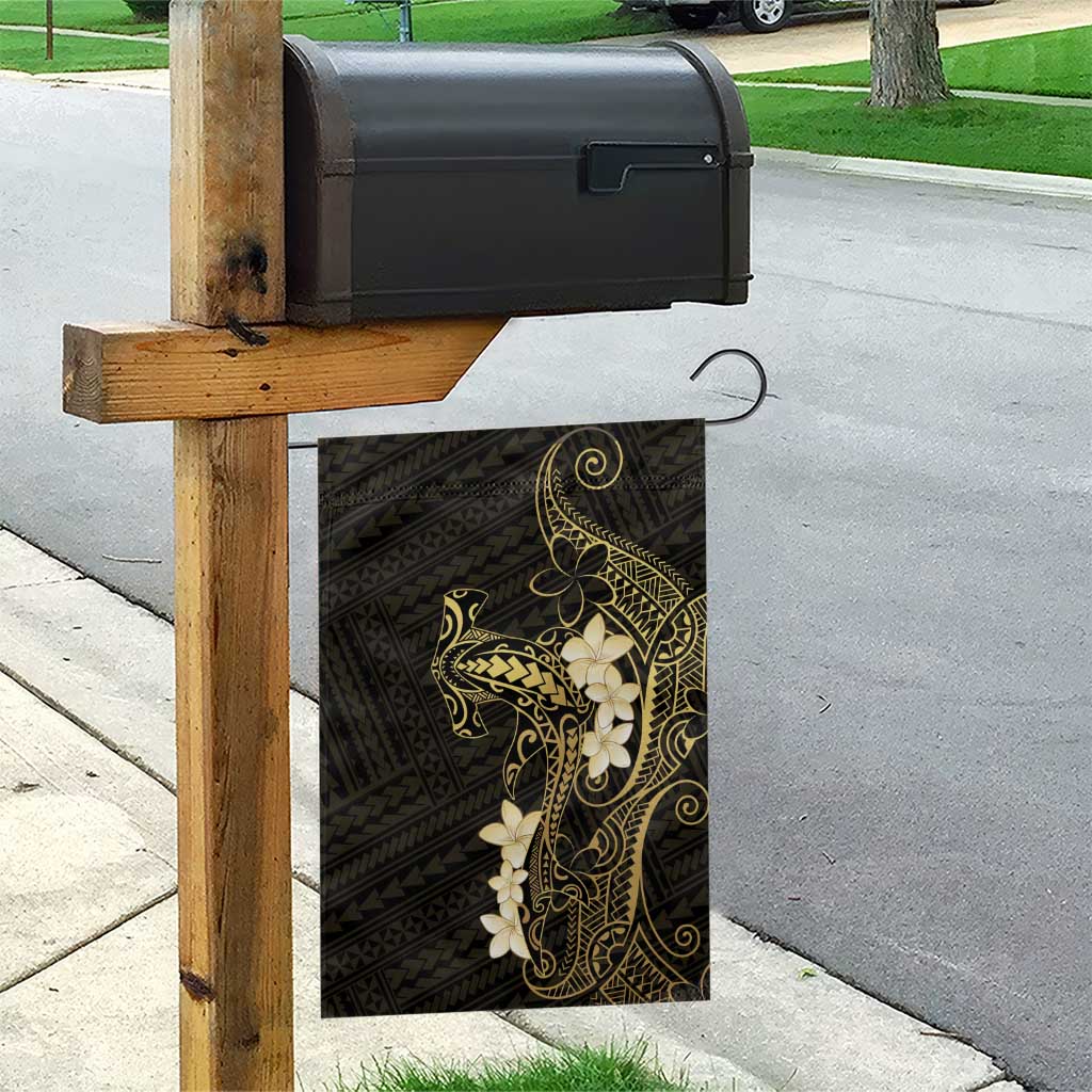 Black and Gold Hawaii Garden Flag Hammerhead Shark Tattoo Curve Polynesian - Polynesian Pride