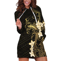 Black and Gold Hawaii Hoodie Dress Hammerhead Shark Tattoo Curve Polynesian - Polynesian Pride