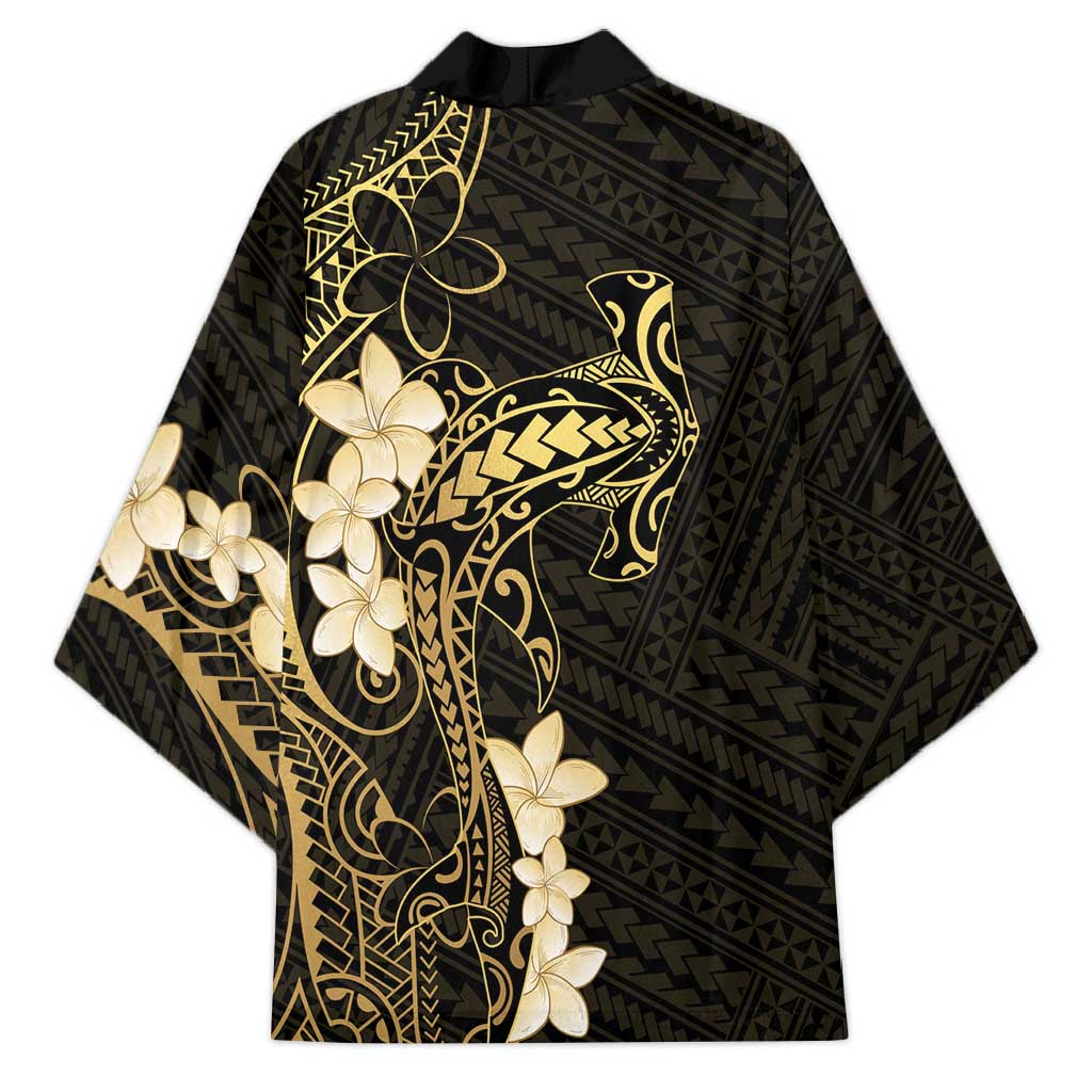 Black and Gold Hawaii Kimono Hammerhead Shark Tattoo Curve Polynesian - Polynesian Pride