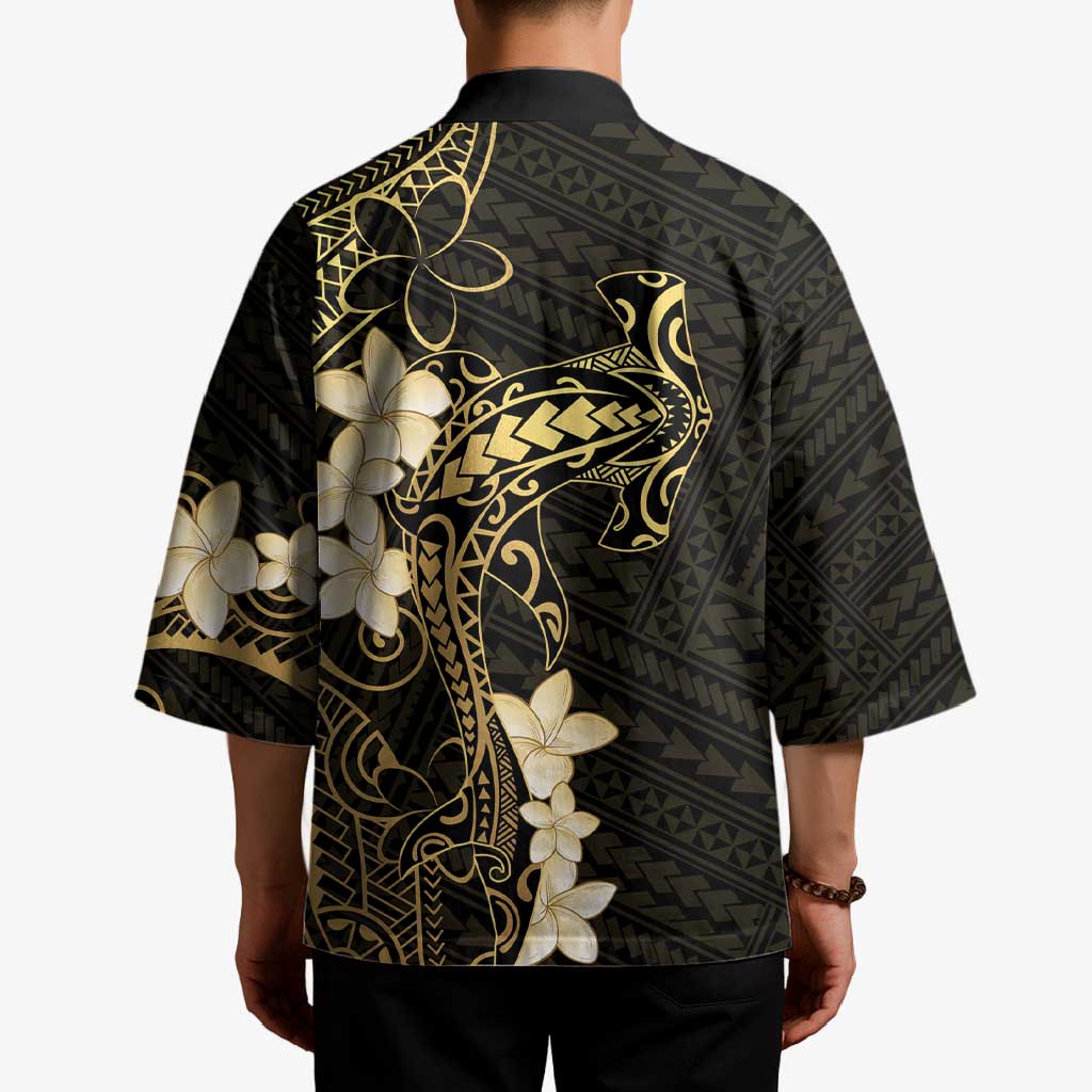 Black and Gold Hawaii Kimono Hammerhead Shark Tattoo Curve Polynesian - Polynesian Pride