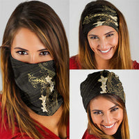 Black and Gold Hawaii Neck Gaiter Hammerhead Shark Tattoo Curve Polynesian - Polynesian Pride