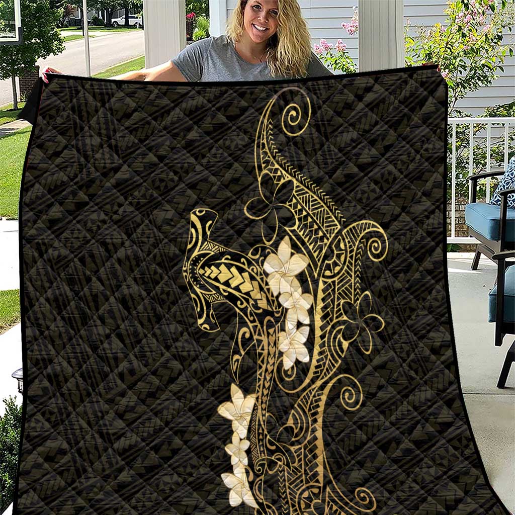 Black and Gold Hawaii Quilt Hammerhead Shark Tattoo Curve Polynesian - Polynesian Pride