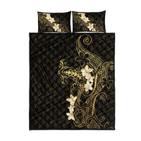 Black and Gold Hawaii Quilt Bed Set Hammerhead Shark Tattoo Curve Polynesian - Polynesian Pride