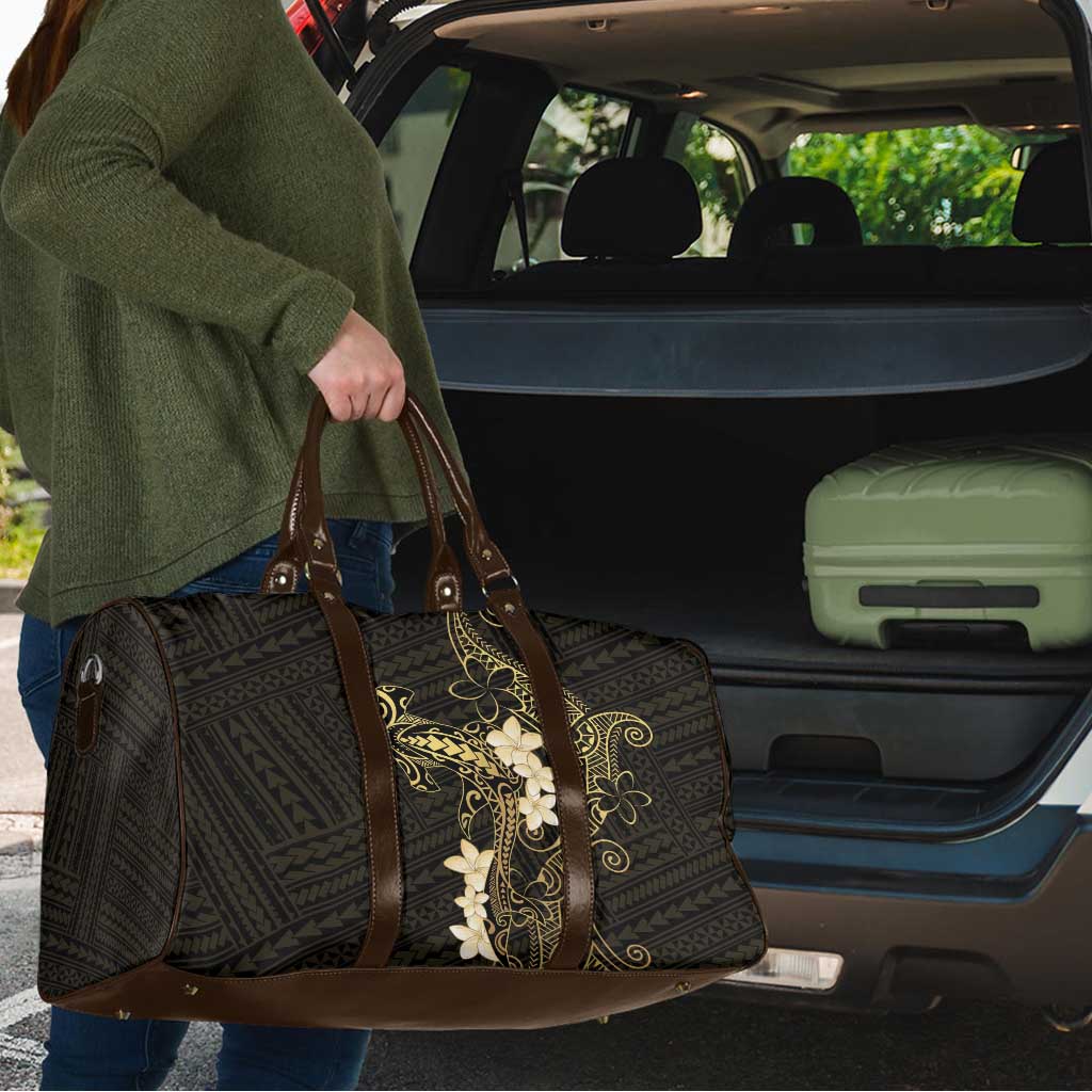 Black and Gold Hawaii Travel Bag Hammerhead Shark Tattoo Curve Polynesian - Polynesian Pride