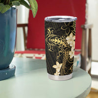 Black and Gold Hawaii Tumbler Cup Hammerhead Shark Tattoo Curve Polynesian - Polynesian Pride