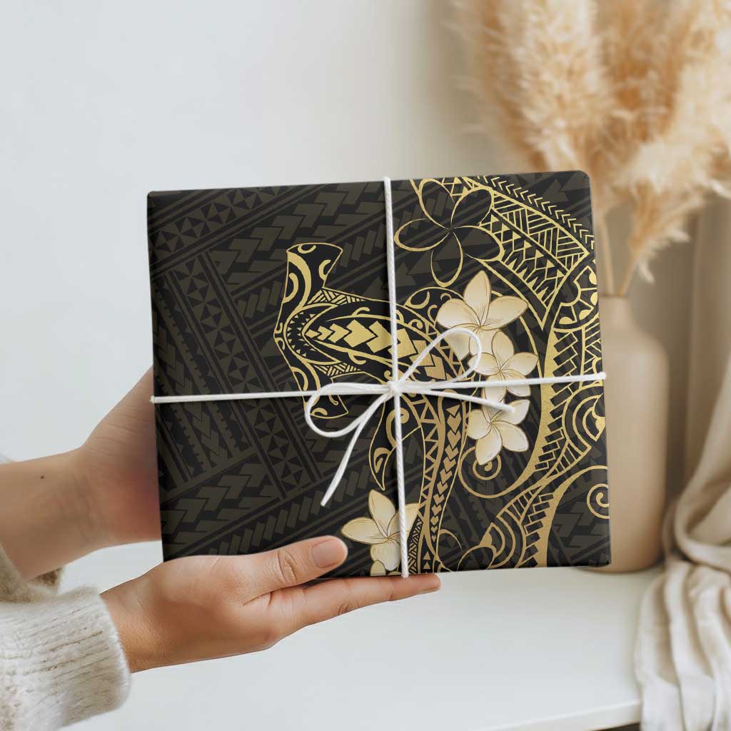 Black and Gold Hawaii Wrapping Paper Hammerhead Shark Tattoo Curve Polynesian - Polynesian Pride