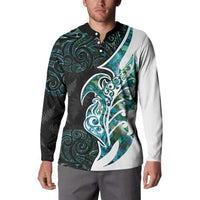 Proud Aotearoa Button Sweatshirt Maori Silver Fern Mix Paua Shell Pattern LT14 - Polynesian Pride