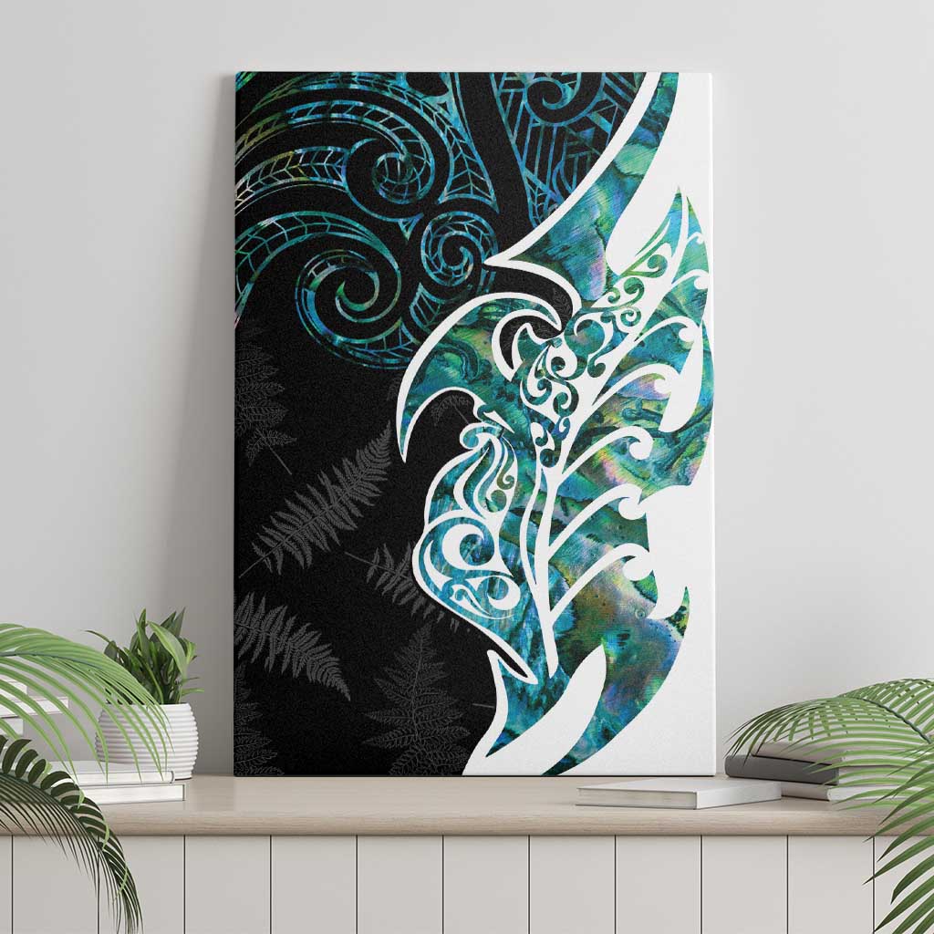 Proud Aotearoa Canvas Wall Art Maori Silver Fern Mix Paua Shell Pattern