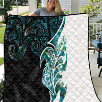 Proud Aotearoa Quilt Maori Silver Fern Mix Paua Shell Pattern LT14 Black - Polynesian Pride