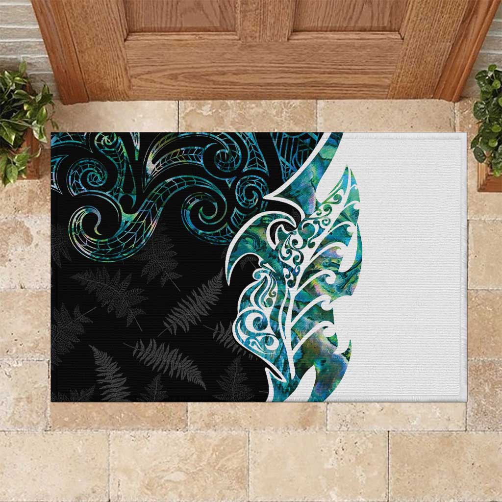 Proud Aotearoa Rubber Doormat Maori Silver Fern Mix Paua Shell Pattern