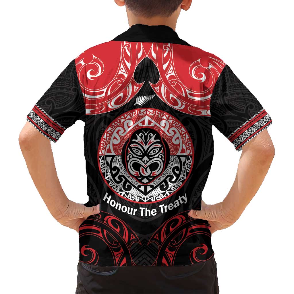 Aotearoa Toitu Te Tiriti Family Matching Long Sleeve Bodycon Dress and Hawaiian Shirt Haka Tiki Honour The Treaty LT14 - Polynesian Pride