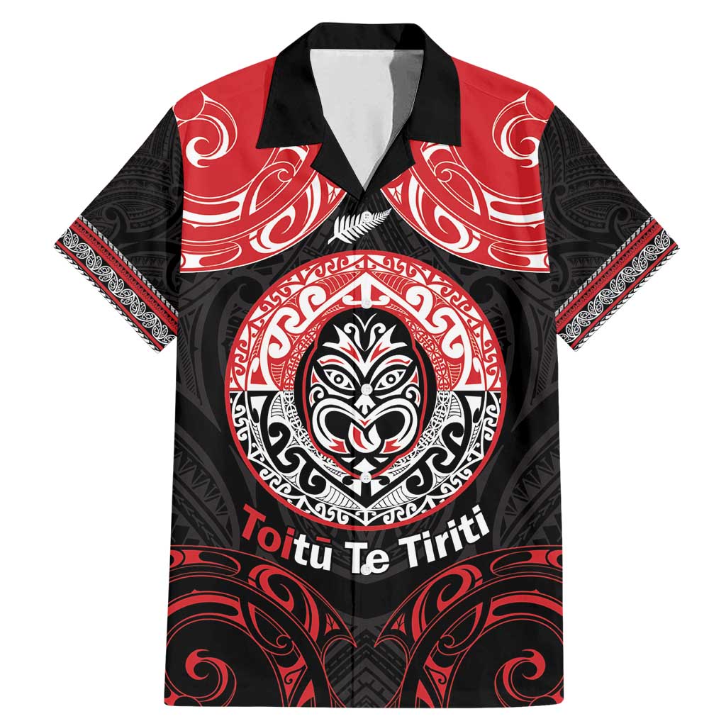 Aotearoa Toitu Te Tiriti Family Matching Mermaid Dress and Hawaiian Shirt Haka Tiki Honour The Treaty LT14 Dad's Shirt - Short Sleeve Black - Polynesian Pride