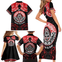 Aotearoa Toitu Te Tiriti Family Matching Short Sleeve Bodycon Dress and Hawaiian Shirt Haka Tiki Honour The Treaty LT14 - Polynesian Pride