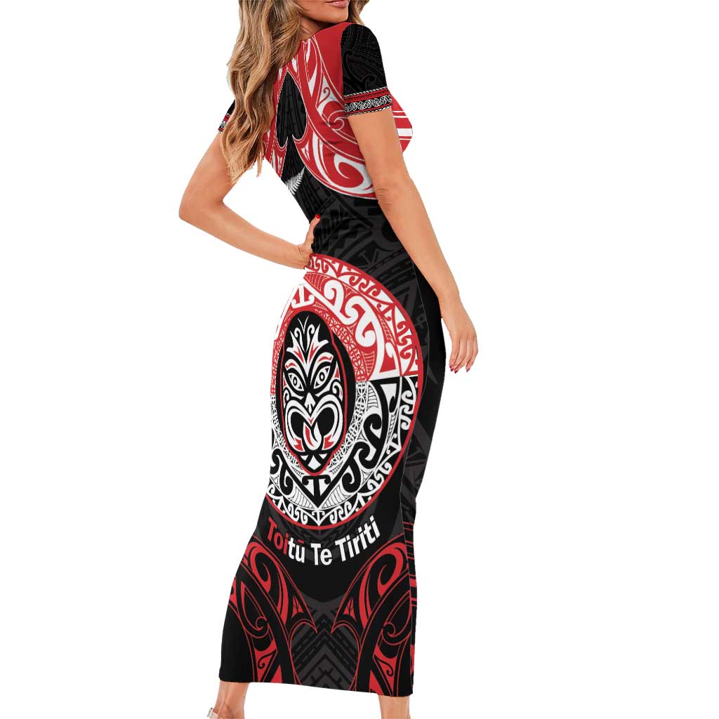 Aotearoa Toitu Te Tiriti Family Matching Short Sleeve Bodycon Dress and Hawaiian Shirt Haka Tiki Honour The Treaty LT14 - Polynesian Pride