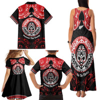 Aotearoa Toitu Te Tiriti Family Matching Tank Maxi Dress and Hawaiian Shirt Haka Tiki Honour The Treaty LT14 - Polynesian Pride