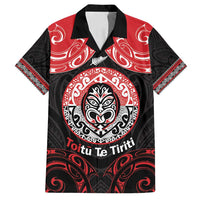 Aotearoa Toitu Te Tiriti Family Matching Tank Maxi Dress and Hawaiian Shirt Haka Tiki Honour The Treaty LT14 Dad's Shirt - Short Sleeve Black - Polynesian Pride