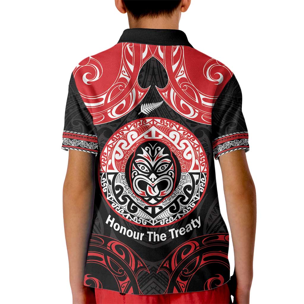Aotearoa Toitu Te Tiriti Kid Polo Shirt Haka Tiki Honour The Treaty LT14 - Polynesian Pride